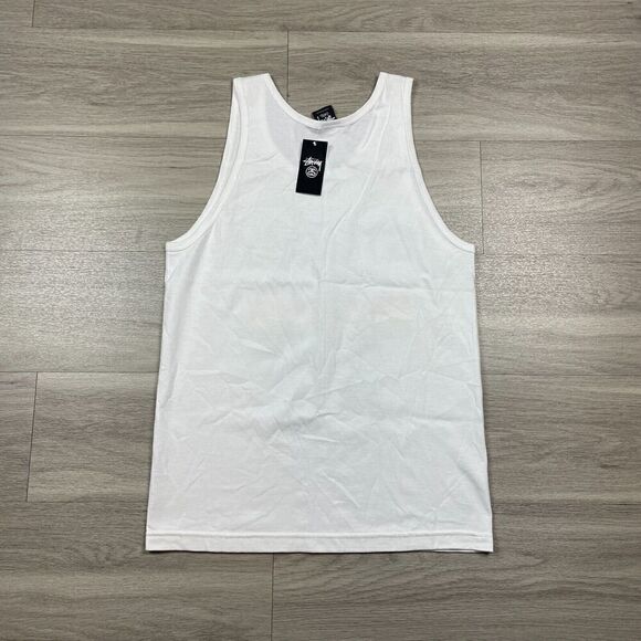 Stussy Tank Top Mens Small White Rasta Beach Surf Hype Striped - Picture 5 of 9